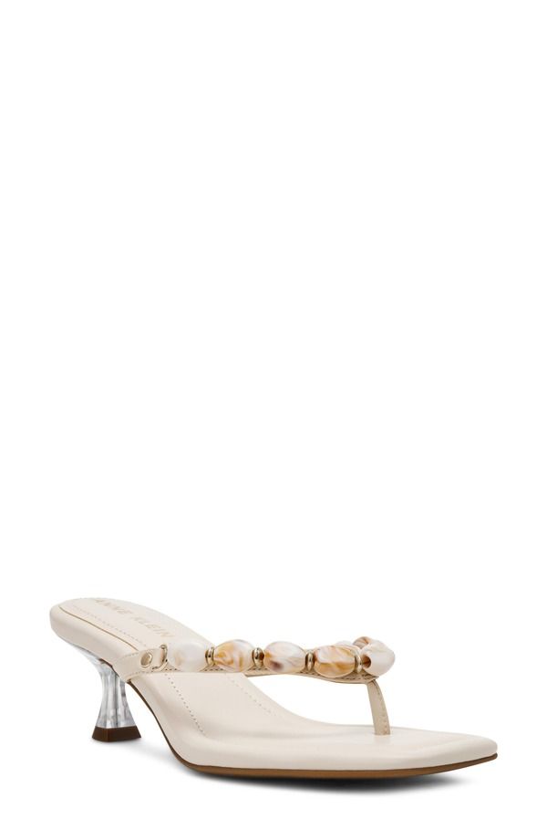 アンクライン レディース シューズ ヒール サンダル Anne Klein Gwenn Stonembellished Thong Sandal Bone ストーン