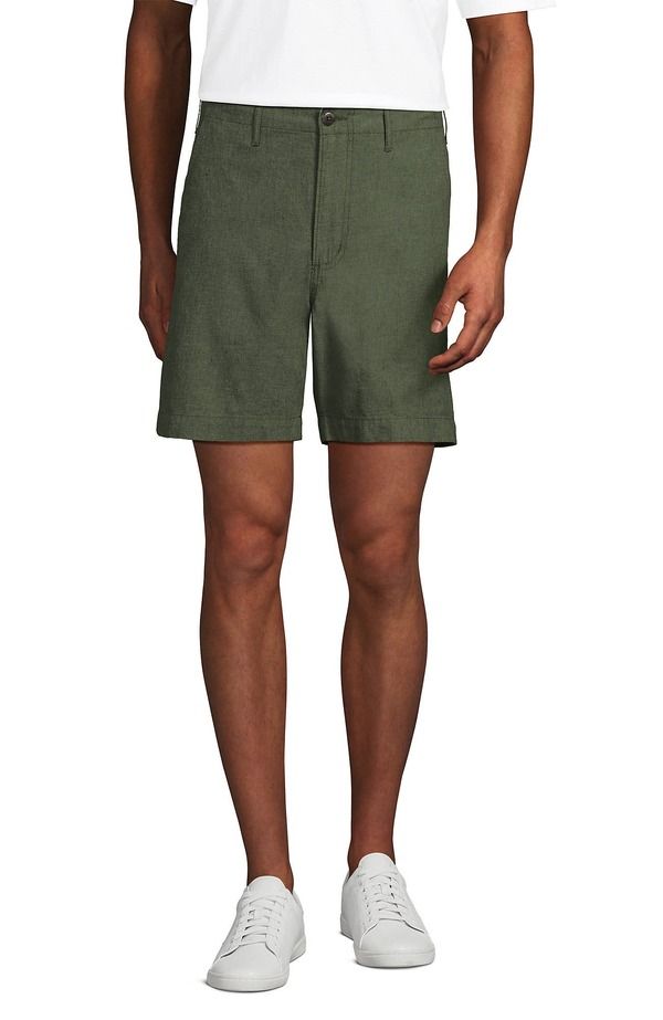 ランズエンド メンズ ボトムス ハーフパンツ・ショーツ リネン Lands End 7 Classic Fit Linen Blend Short Palelm Tree