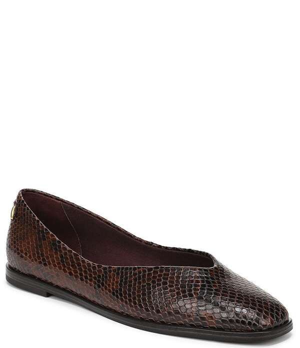 フランコサルト レディース シューズ パンプス プリント レザー Franco Sarto Tesia Snake Print Leather High Vamp Square Toe Flats B