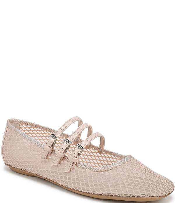 フランコサルト レディース シューズ パンプス メッシュ Franco Sarto Tatum Fishnet Mesh Triple Strap Mary Jane Ballet Flats Blu