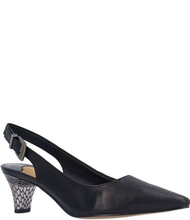 ジェイレニー レディース シューズ ヒール レザー J Renee Mayetta Leather Slingback Pumps Black ブラック
