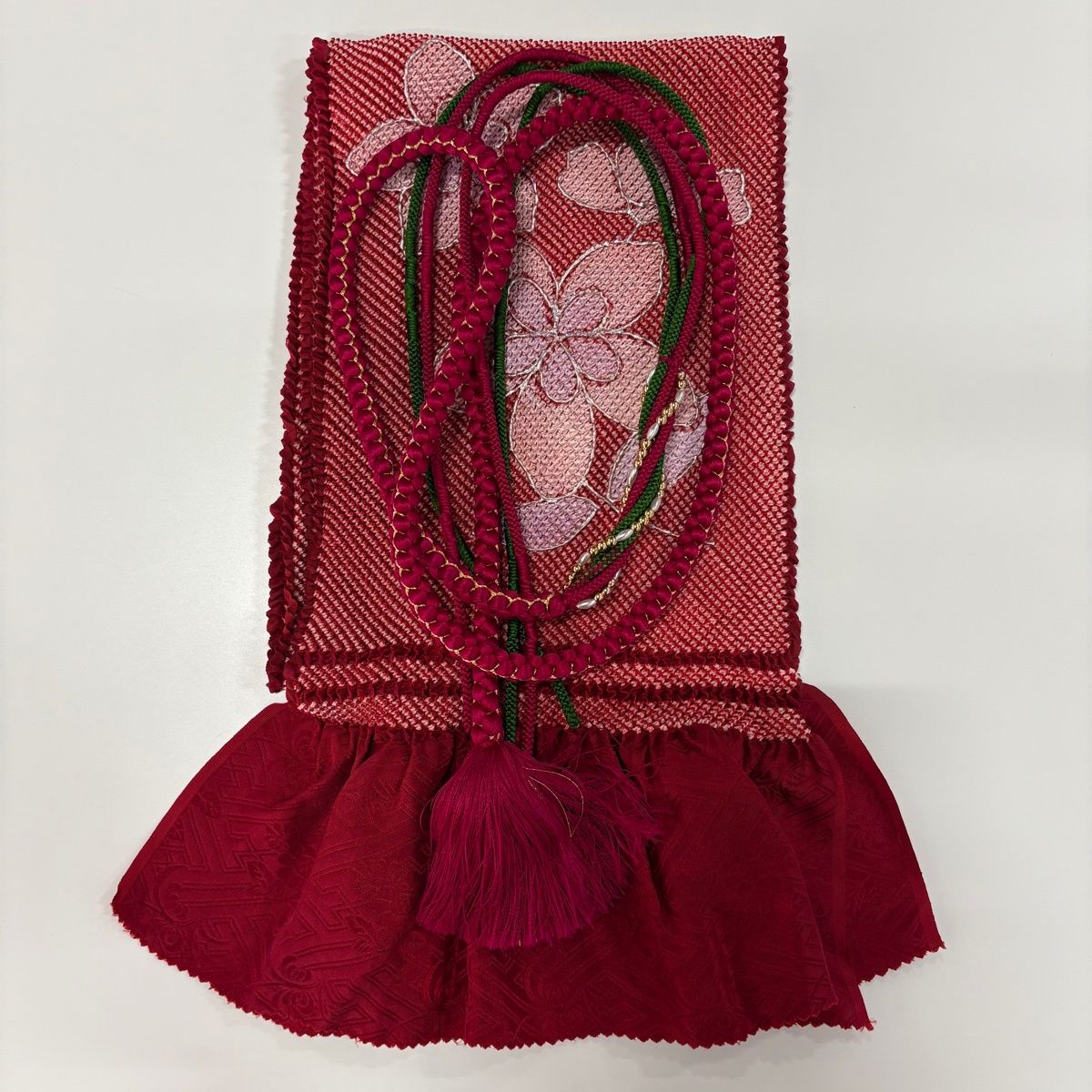 美品】 振袖 身丈165cm 裄丈68cm L 袷 袋帯フルセット 糸巻き 桜 金彩