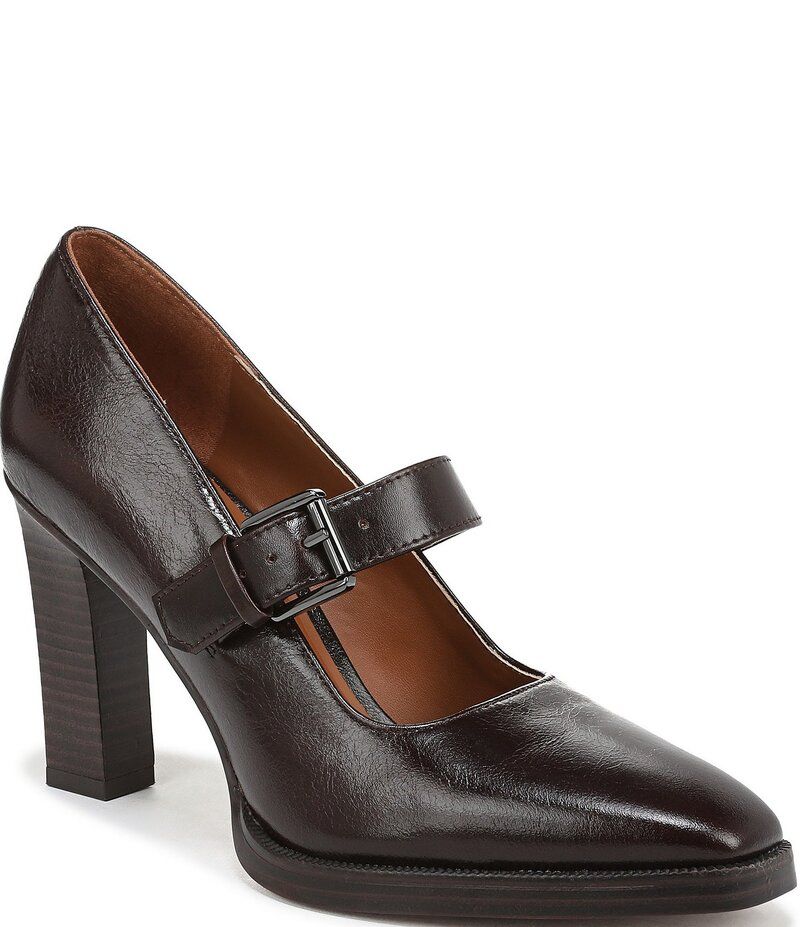 フランコサルト レディース シューズ ヒール レザー Franco Sarto Shalina Leather Mary Jane Block Heel Pumps Dark Brown ブラウン