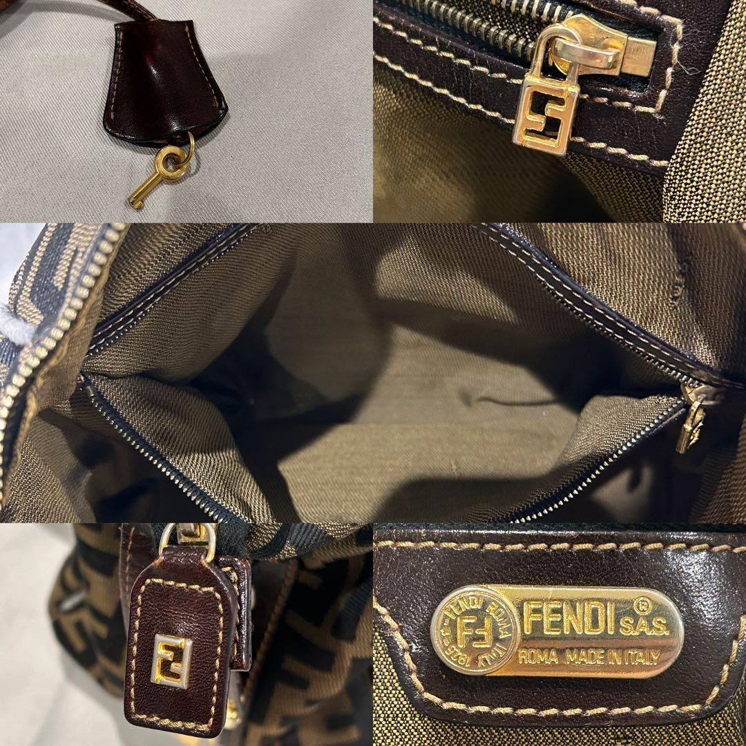 FENDI フェンディ ズッカ柄 ミニボストン ハンドバッグ レディース