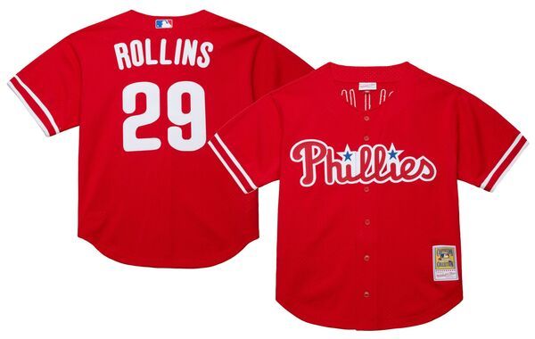 ミッチェルネス メンズ トップス シャツ メッシュ ジャージー Mitchell Ness Mens Philadelphia Phillies Jimmy Rollins 29 Red Mesh A