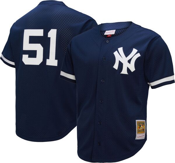 ミッチェルネス メンズ トップス シャツ ジャージー Mitchell Ness Mens New York Yankees Bernie Williams 51 Navy Batting Pract