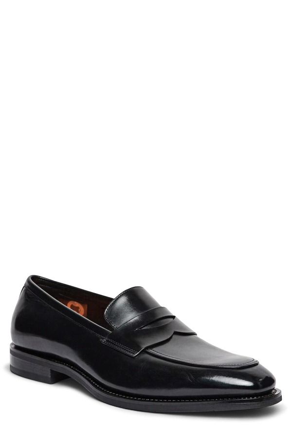 サントーニ メンズ シューズ レザー ローファー Santoni Gregor Patent Leather Penny Loafer Black ブラック