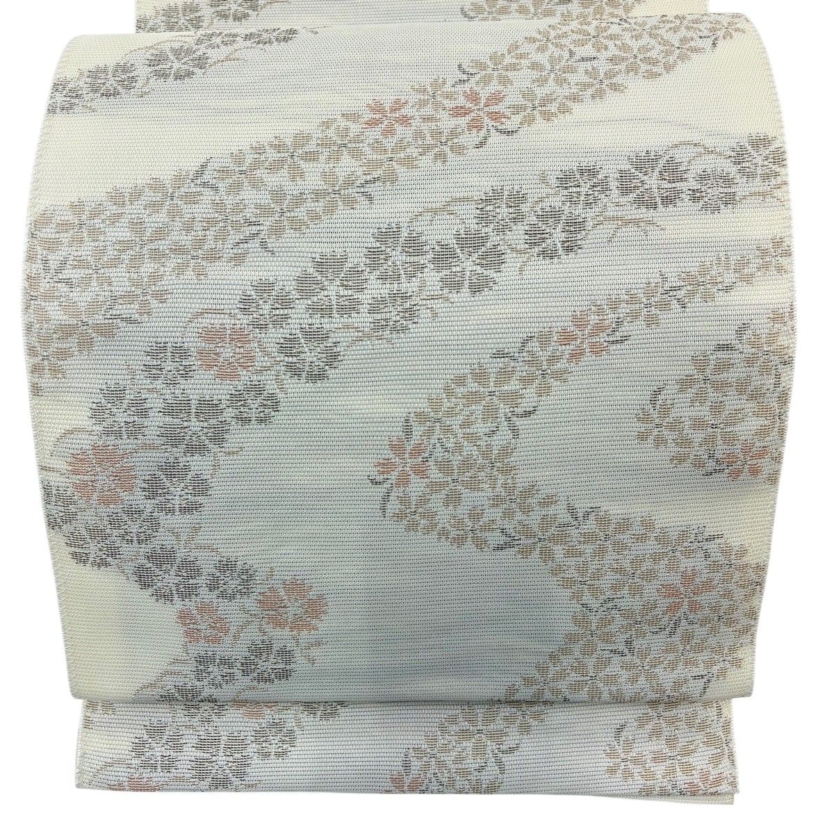 美品】 名古屋帯 優品 夏帯 絽 桜 撫子 クリーム 正絹 【中古】 - メルカリ