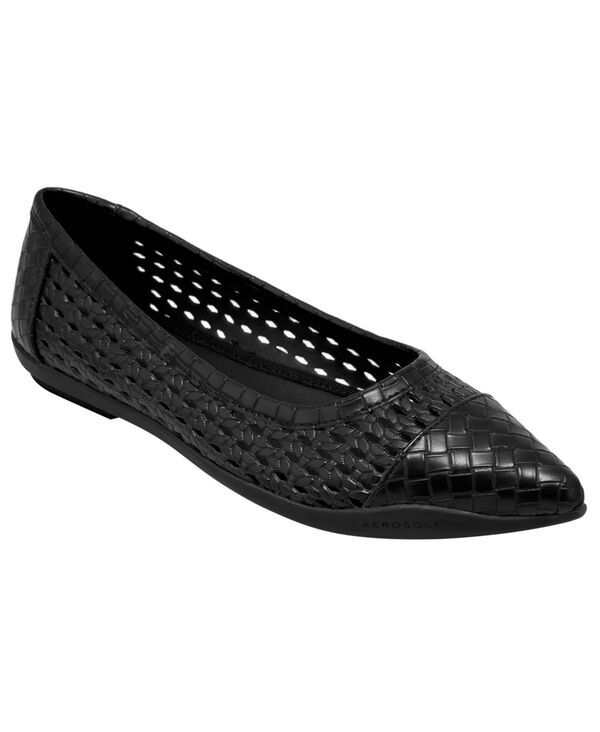エアロソールズ レディース シューズ スリッポン・ローファー Aerosoles Womens Dala SlipOn Ballet Flats Black Faux Open Weave ブラック