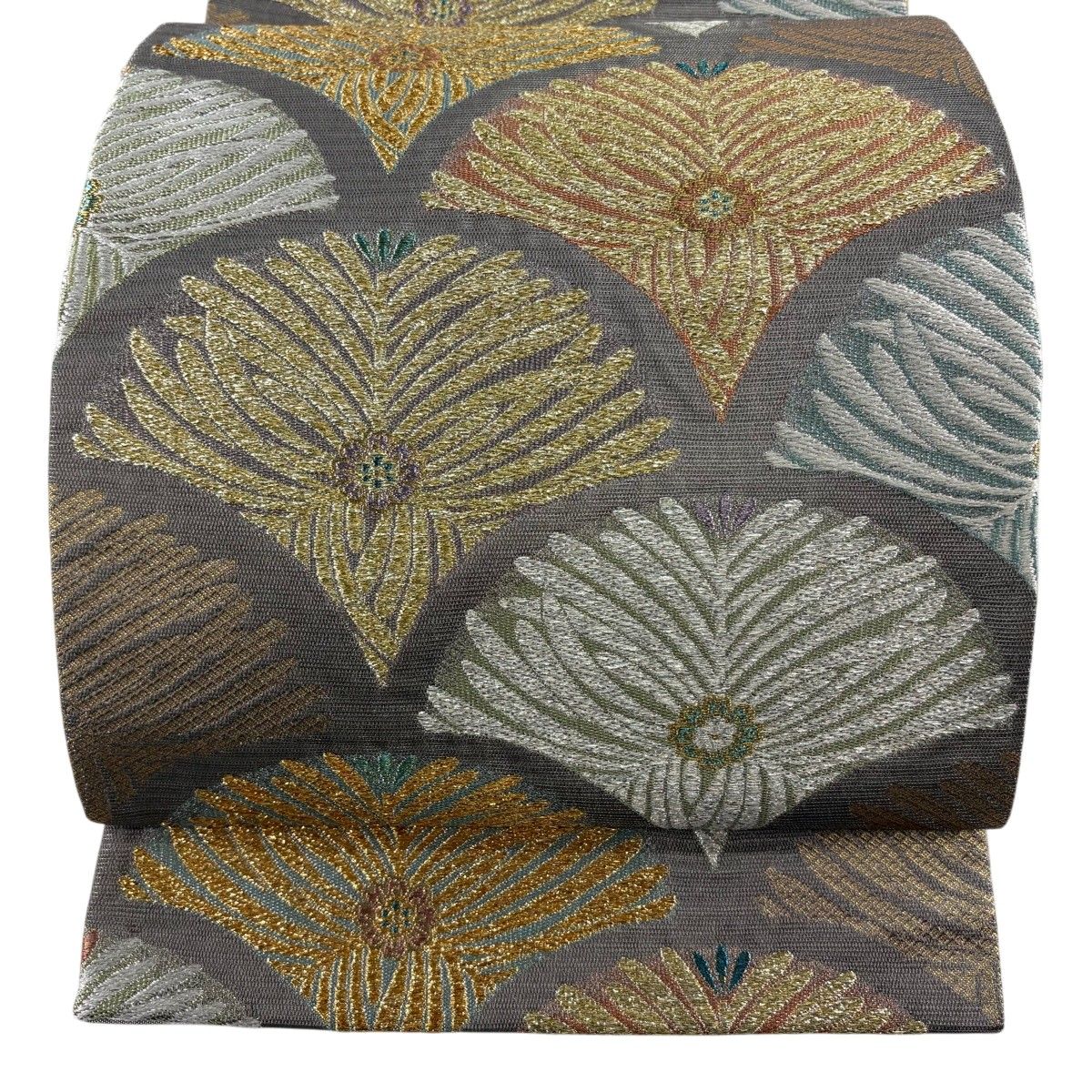 【美品】 袋帯 秀品 若松青海波 箔 灰紫 六通 正絹 【中古】