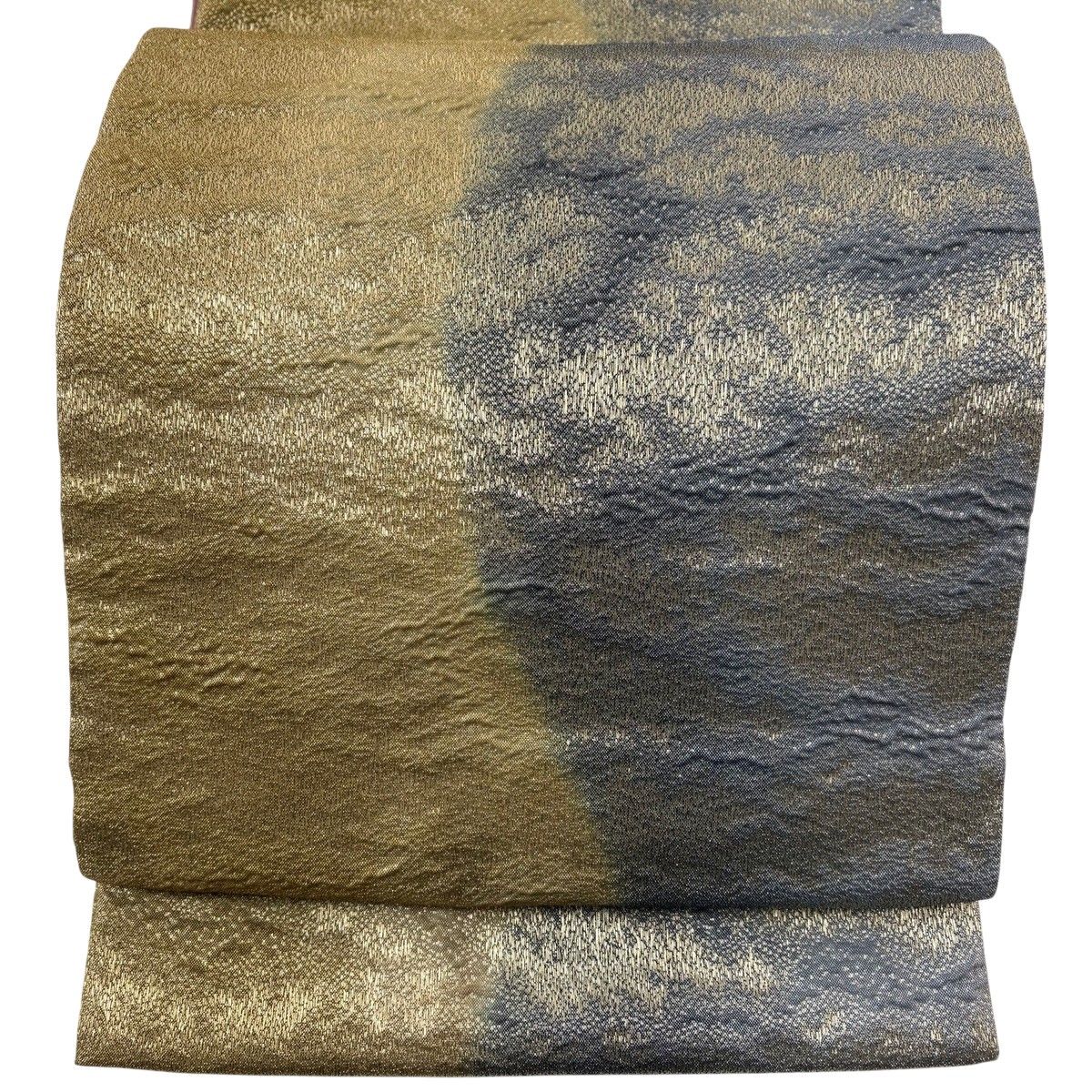【美品】 袋帯 秀品 幾何学 金糸 金茶 全通 正絹 【中古】