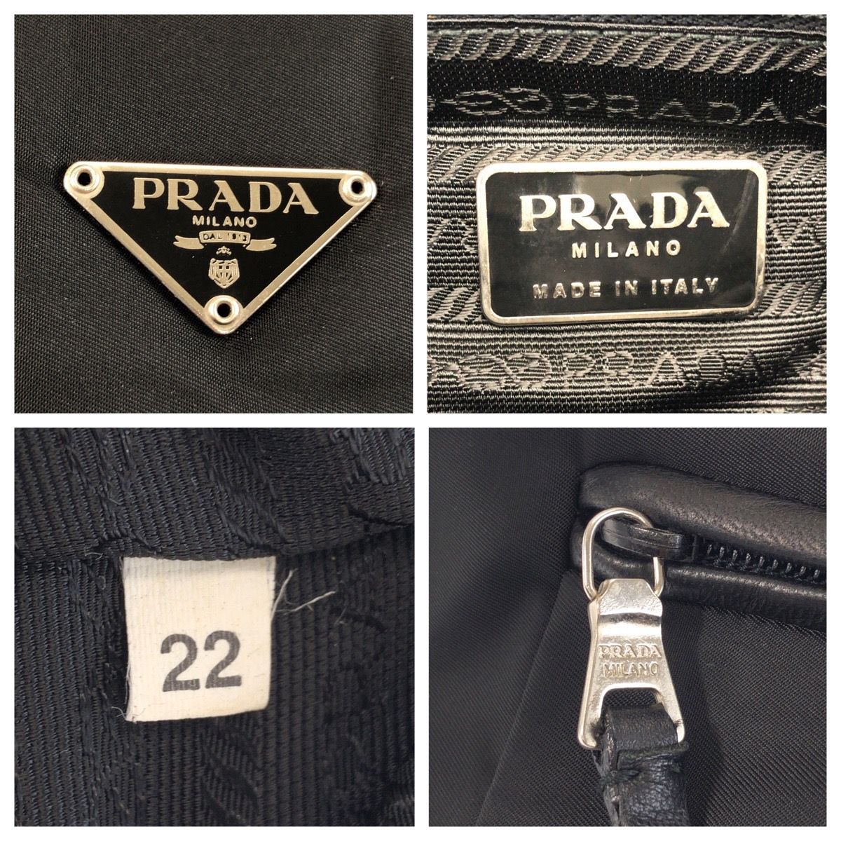 美品 PRADA プラダ テスート 三角ロゴプレート ブラック 黒 ナイロン