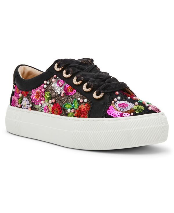 ベッツィジョンソン レディース シューズ スニーカー レース Betsey Johnson Womens Bonny LaceUp Sneakers Black Floral ブラック