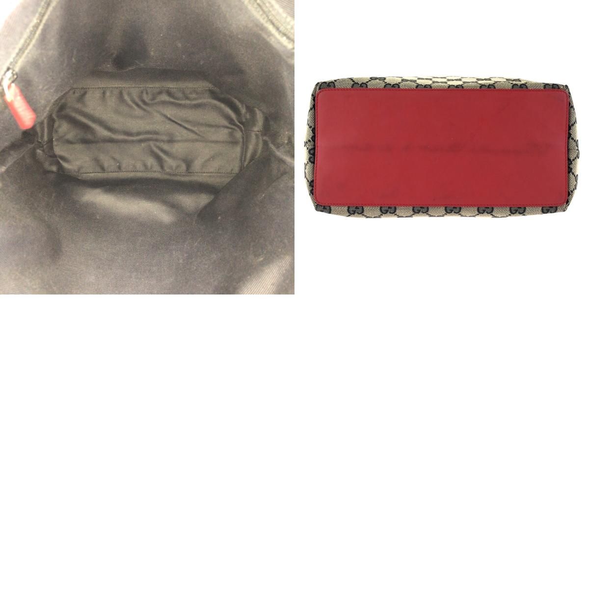 GUCCI グッチ ベージュ レッド ゴールド金具 GGキャンバス/レザー 002