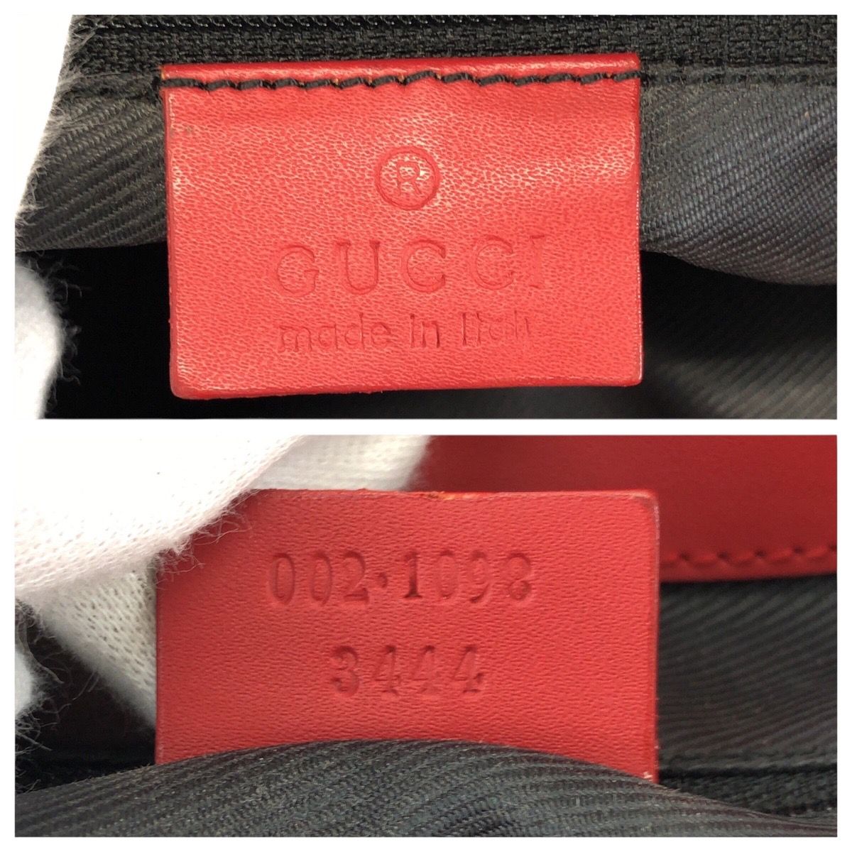 GUCCI グッチ ベージュ レッド ゴールド金具 GGキャンバス/レザー 002