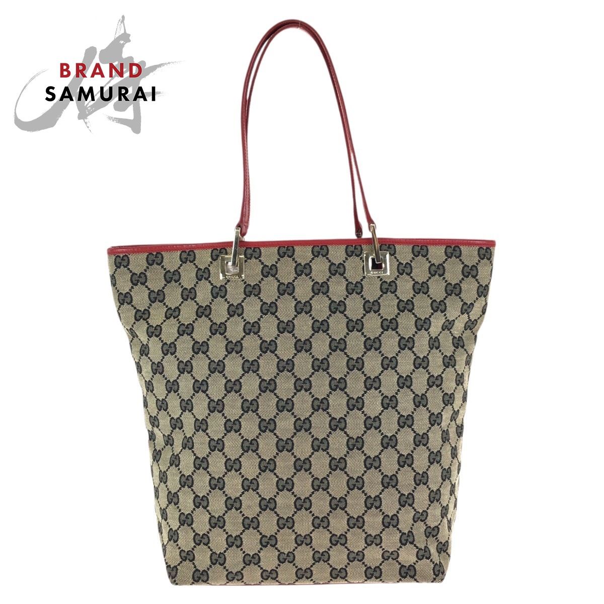 GUCCI グッチ ベージュ レッド ゴールド金具 GGキャンバス/レザー 002