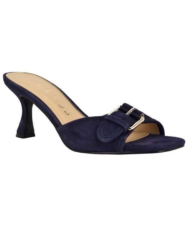 ゲス レディース シューズ サンダル ヒール GUESS Womens Dista Buckle Kitten Heel Dressandals Navy Suede ネイビー