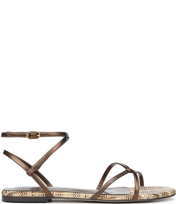 サムエデルマン レディース シューズ サンダル レザー Sam Edelman Ellina Woven Leather Strappy Flat Sandals Bronze Metallic メタ