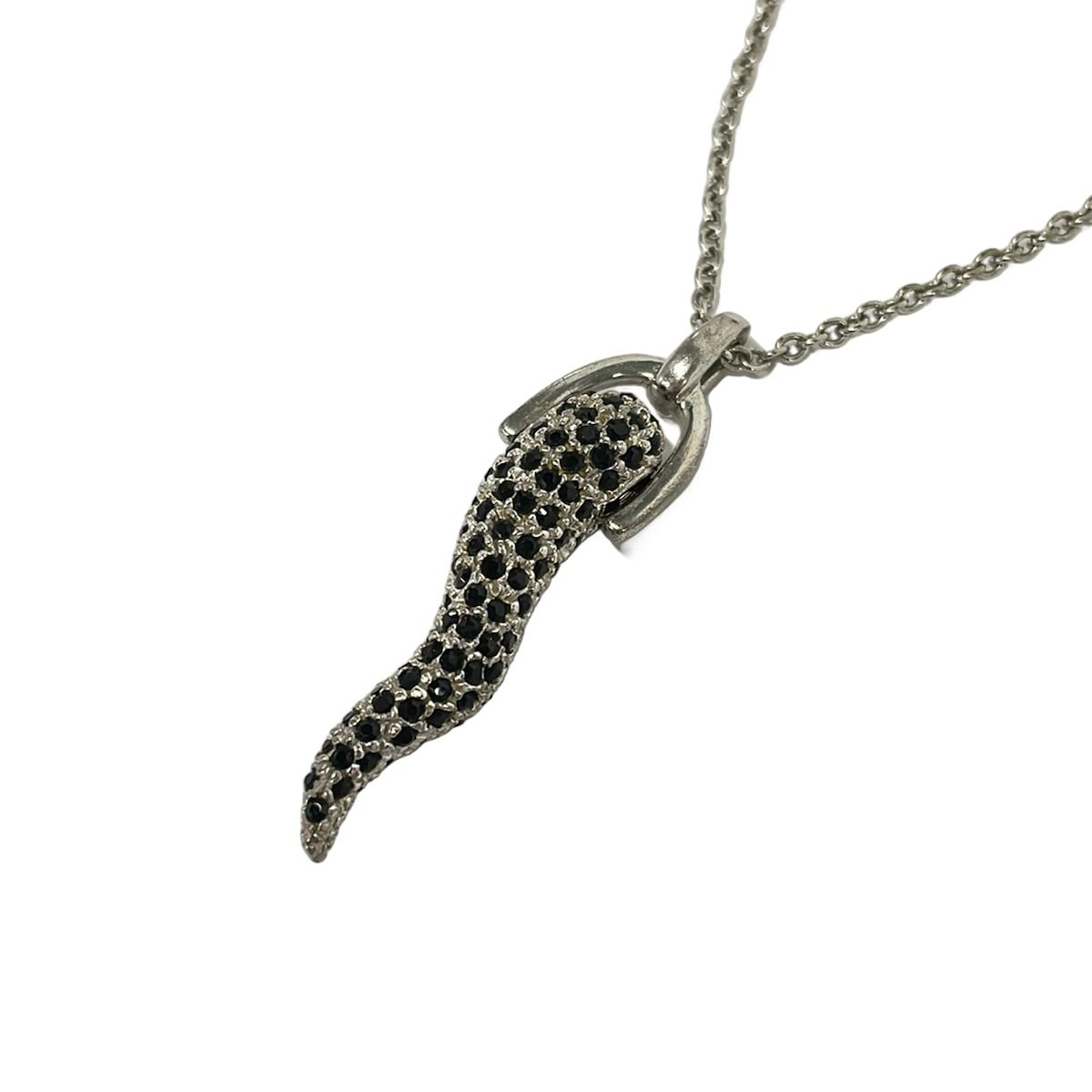 DOLCE&GABBANA(ドルチェアンドガッバーナ) ネックレス美品 コルノネックレス シルバー×黒