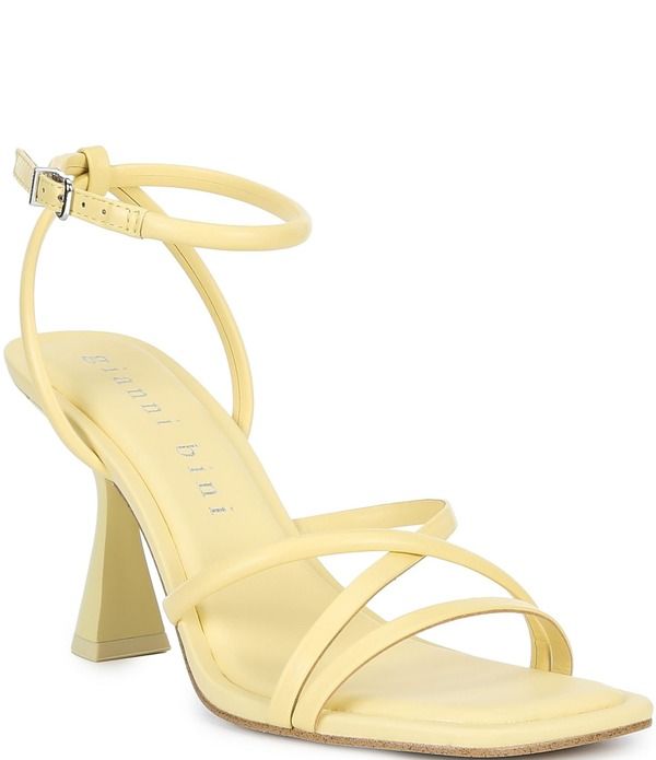 ジャンビニ レディース シューズ サンダル レザー Gianni Bini Rondo Leather Strappy Square Toe Dressandals Buttercream