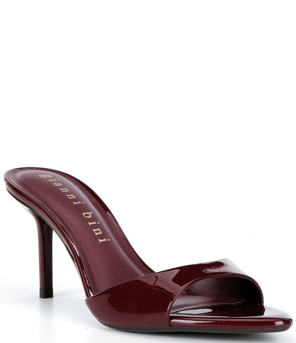 ジャンビニ レディース シューズ サンダル Gianni Bini Camrun Patent Almond Toe Stiletto Slide Sandals Vino Rojo