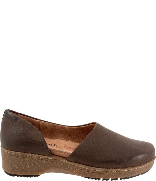 ソフトウォーク レディース シューズ サンダル スエード SoftWalk Addie Nubuck Suede dOrsay Clogs Dark Brown ブラウン