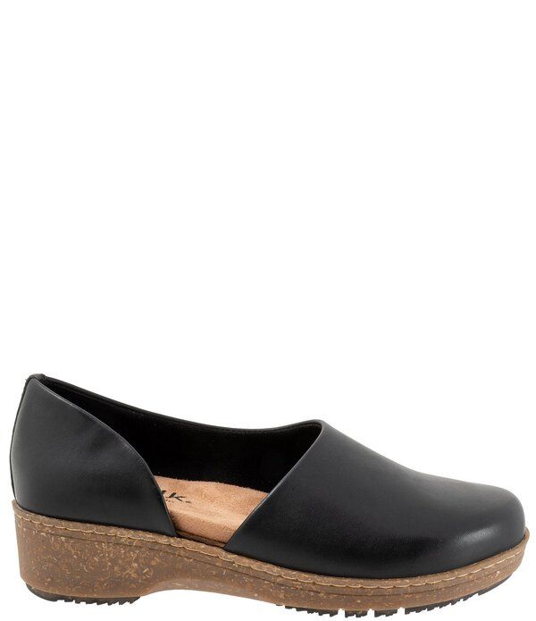ソフトウォーク レディース シューズ サンダル レザー SoftWalk Addie Leather Open Side Clogs Black ブラック