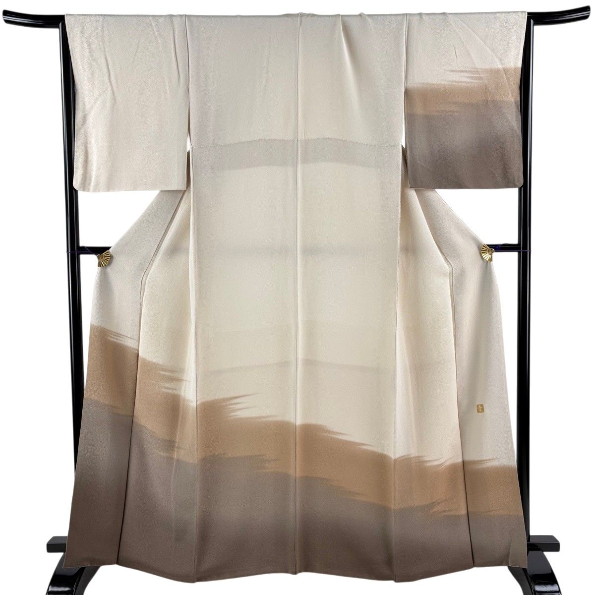 【美品】 付下げ 身丈164cm 裄丈66cm M 袷 花井幸子 落款 霞 ぼかし ベージュ 正絹 秀品 【中古】