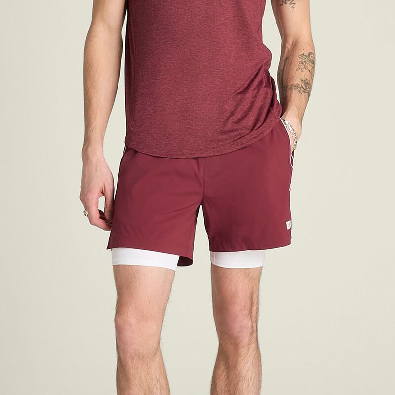 ウィルソン メンズ ボトムス ハーフパンツ・ショーツ Wilson Mens 6 Volley Tennishort Cranberry
