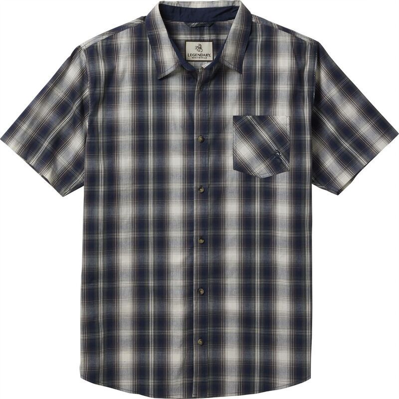 レジェンダリーホワイトテイルズ レディース トップス Tシャツ Mens Legendary Whitetails Poplin Short Sleeve Button Up Shirt Navy O