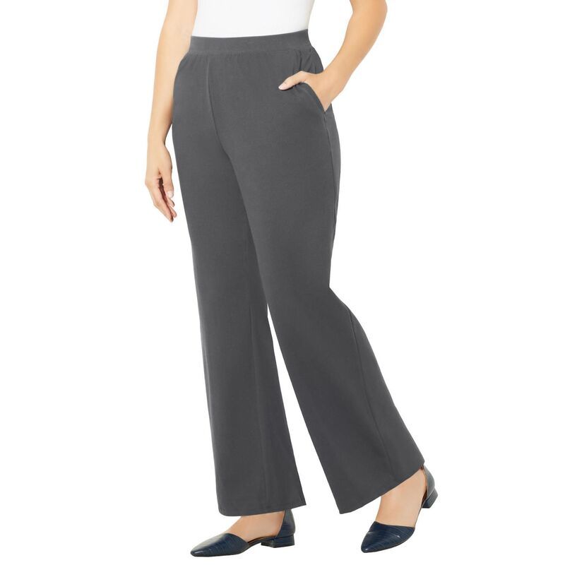 キャサリンズ レディース ボトムス カジュアルパンツ ワイドレッグ プラスサイズ Catherines Womens Plusize Suprema Wide Leg Pant Heather Sla