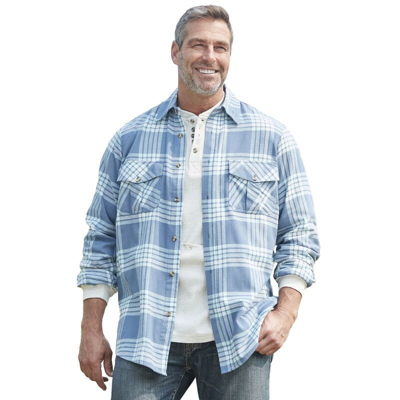 キングサイズ レディース トップス Tシャツ トール KingSize Mens Big Tall Signature Plaid Flannel Shirt Slate Blue Plaid スレー