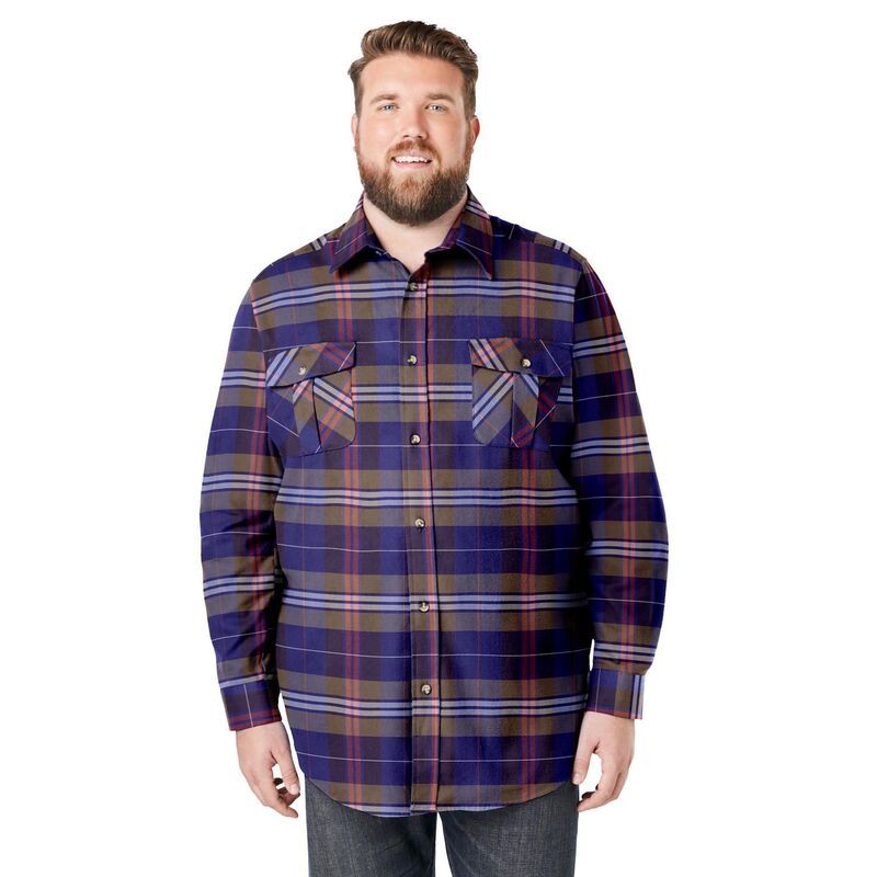 キングサイズ レディース トップス Tシャツ トール KingSize Mens Big Tall Signature Plaid Flannel Shirt Dark Brown Plaid ブラウ
