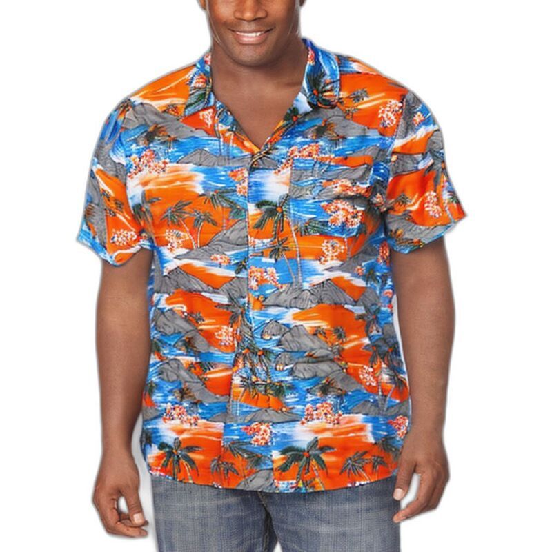 キングサイズ レディース トップス Tシャツ プリントール KingSize Mens Big Tall Printed Camp Shirt Orange Palm オレンジ