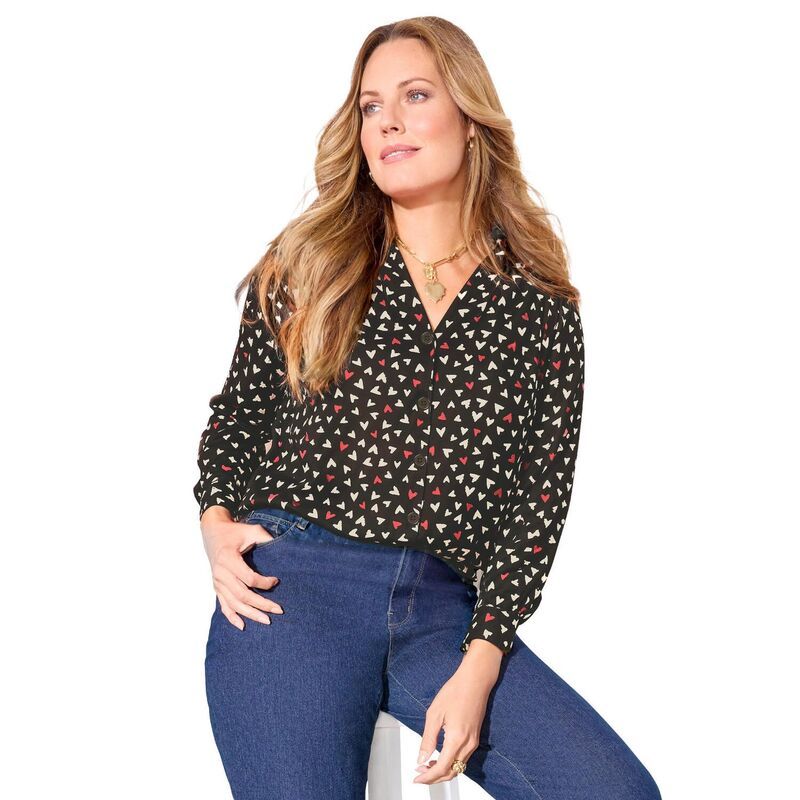 キャサリンズ レディース トップス シャツ Vネック プラスサイズ ブラウス Catherines Womens Plusize Lily VNeck Blouse Black Sketchearts