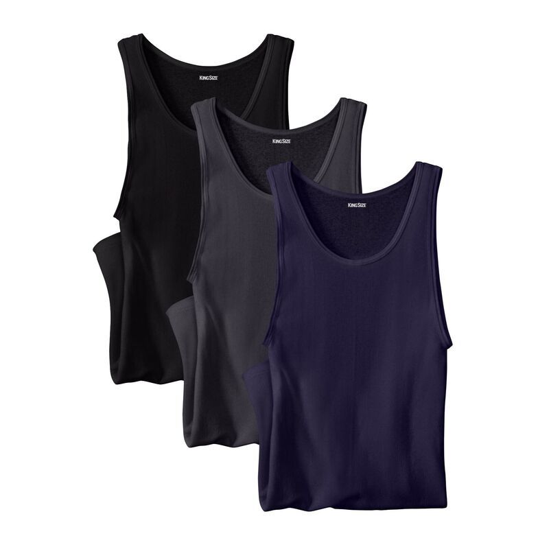 キングサイズ レディース トップス Tシャツ リブ トール コットン Kingsize Mens Big Tall Ribbed Cotton Tank Undershirt 3pack Basic