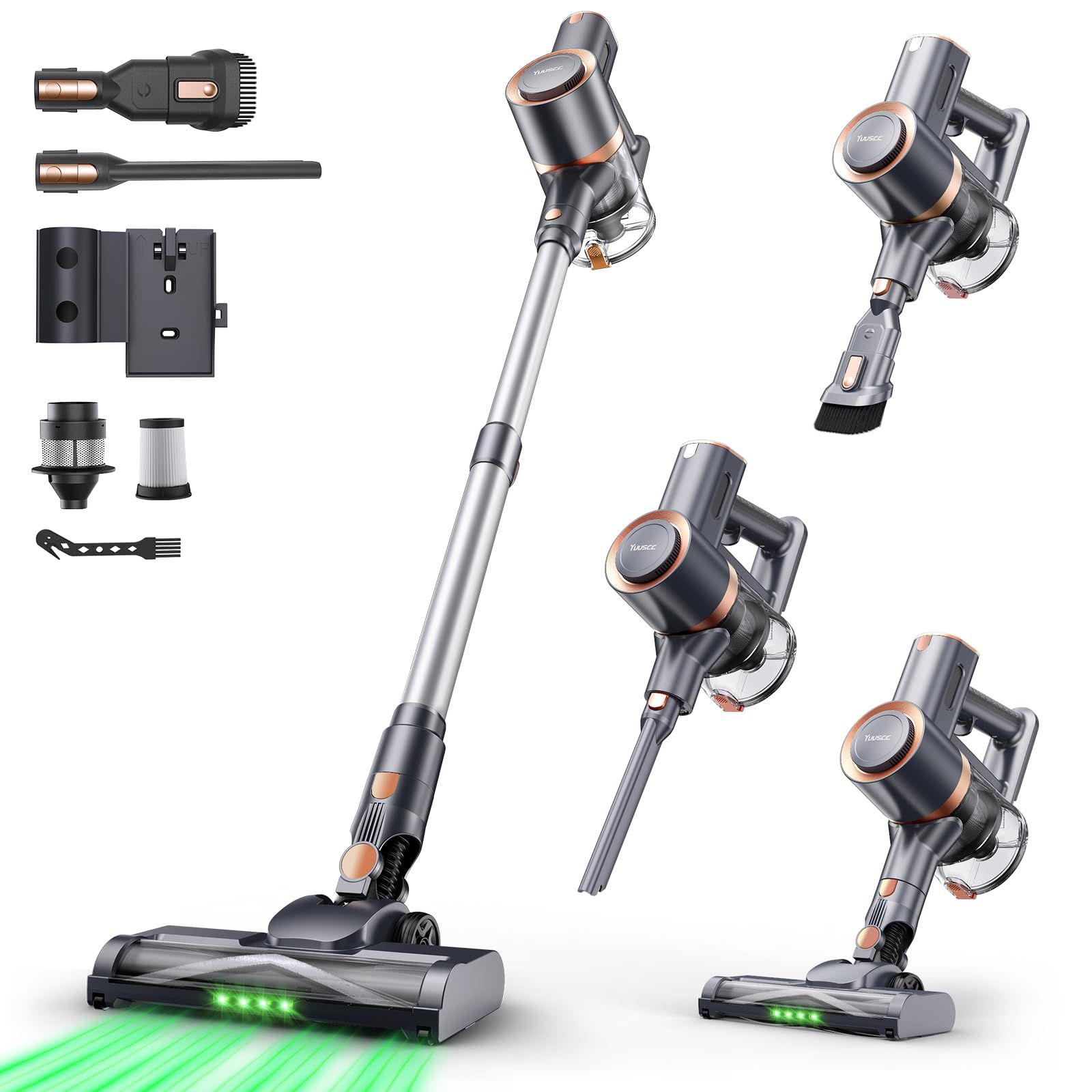 掃除機 コードレス【2027年先行発売！465Kpa真の超強力吸引＆同クラス最軽量＆自走式＆自立式＆革新版グリーンLEDライト＆2in1置くだけ充電スタンド＆次世代LEDディスプレイ】65分連続稼働 Yuuscc サイクロン 掃除機 コードレ 374fb917