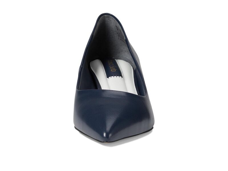 フランコサルト レディース シューズ ヒール Franco Sarto Racer Pointed Toe Block Heel Pump Navy Blue Leather ネイビー