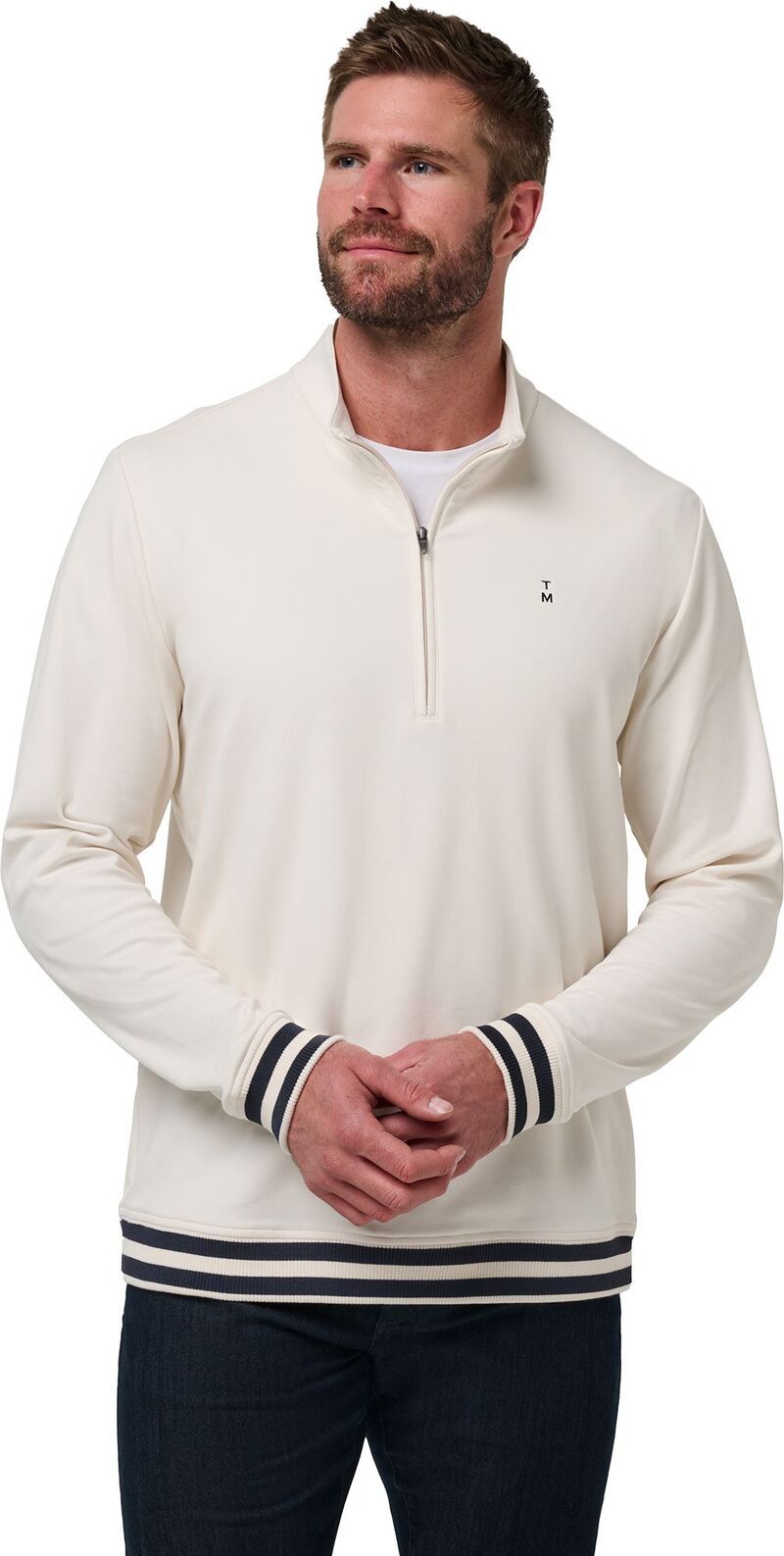 トラビスマヒュー メンズ トップス シャツ TravisMathew Mens Happier Hour Golf Zip Birch