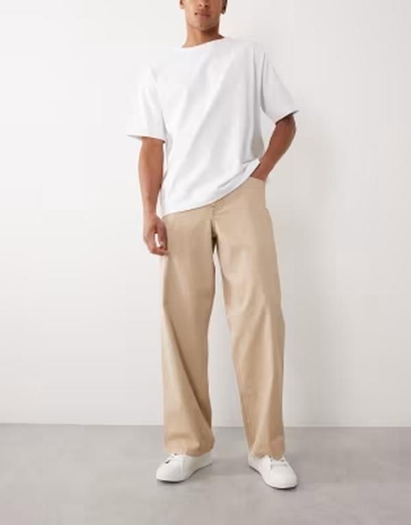 エイソス メンズ ボトムス デニムパンツ ジーンズ ASOS DESIGN baggy lightweight jeans BEIGE ベージュ