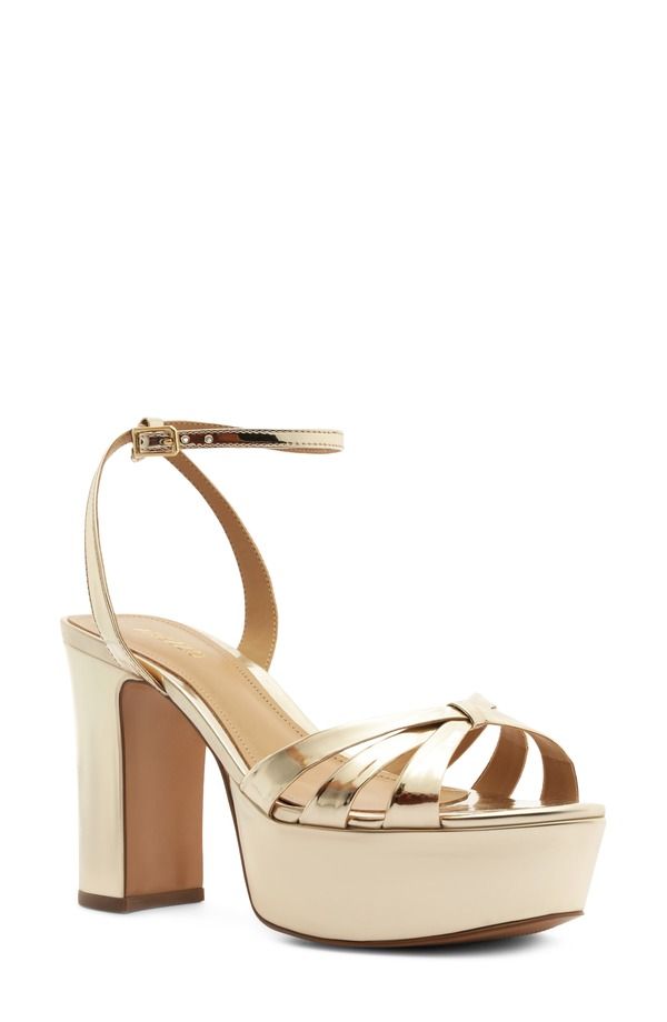 アレッツォ レディース シューズ ヒール プラットフォーム サンダル アンクル Arezzo Veronicankle Straplatform Sandal Platino