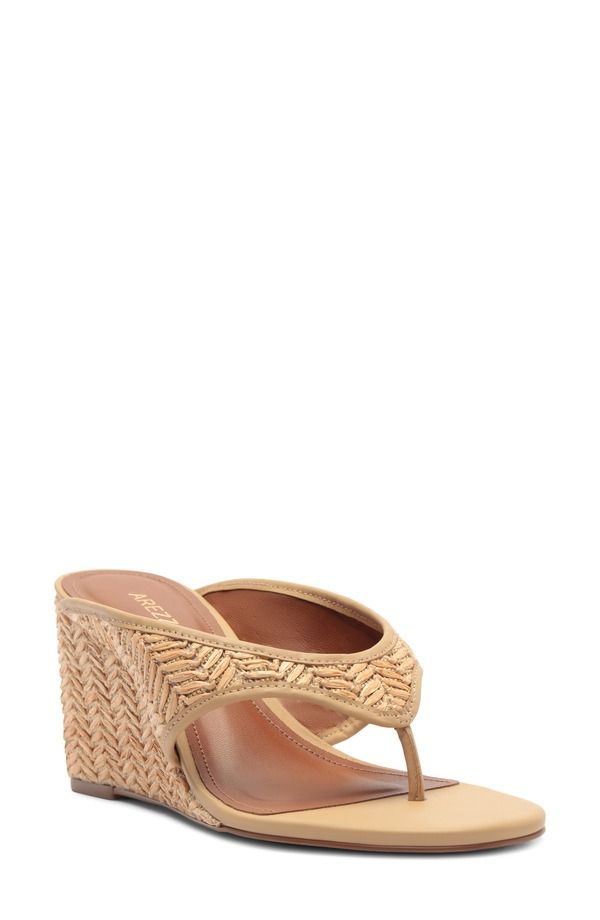 アレッツォ レディース シューズ ヒール Arezzo Sara Wedge Flip Flop Natural Verano