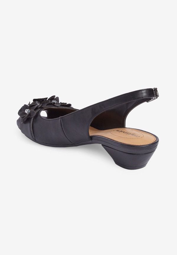 コンフォートビュー レディース シューズ ヒール レザー Comfortview The Rider LeatherLike Slingback Black ブラック
