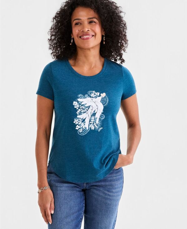 スタイルアンドコー レディース トップス Tシャツ クルーネック プリント 半袖 Style Co Womens Printed ShortSleeve Crewneck TShirt Blue Mo