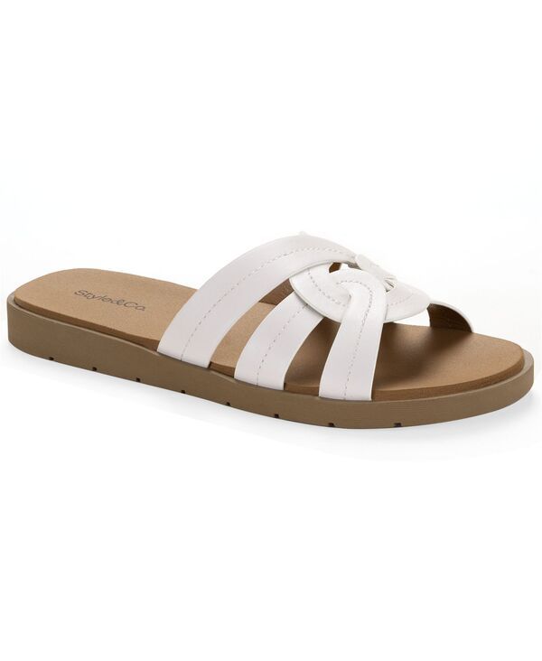 スタイルアンドコー レディース シューズ サンダル Style Co Womens Maggiee Twistrap Flat Sandals White Linen ホワイト