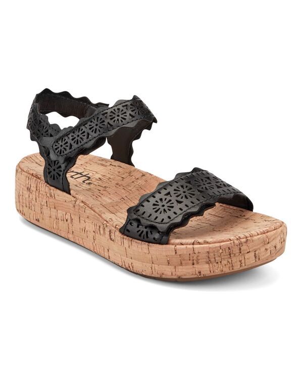 アース レディース シューズ サンダル プラットフォーム レザー Earth Womenslataleather Platform Footbed Sandals Black Leather ブラック