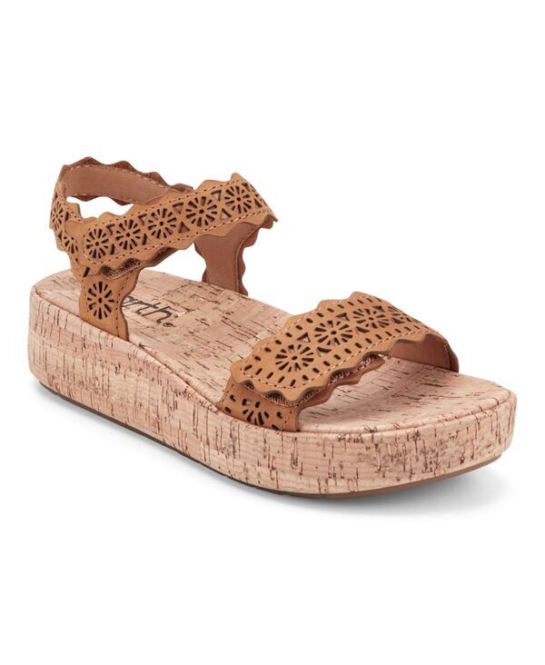 アース レディース シューズ サンダル プラットフォーム レザー Earth Womenslataleather Platform Footbed Sandals Dark Natural Nubuc