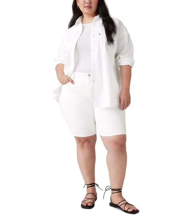 リーバイス レディース ボトムス ハーフパンツ・ショーツ ショートパンツ Levis Womens MidRise Shaping Bermuda Shorts Chalk White ホワイト