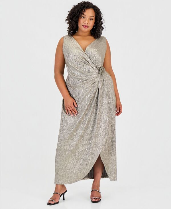 コネクテッド レディース トップス ワンピース マキシ Connected WomensurpliceNeck Gathe redWaist Maxi Dress Mushroom