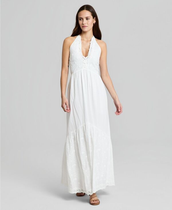 アンドノウディス レディース トップス ワンピース コットン マキシ And Now This Womens Cotton CrochetTrimaxi Dress Bright White ホワイト